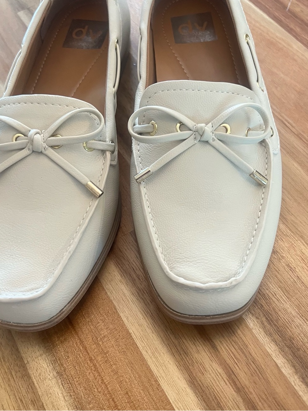 Dolce Vita Cream Leather Bow-Accent Loafers - Picture 2 of 7